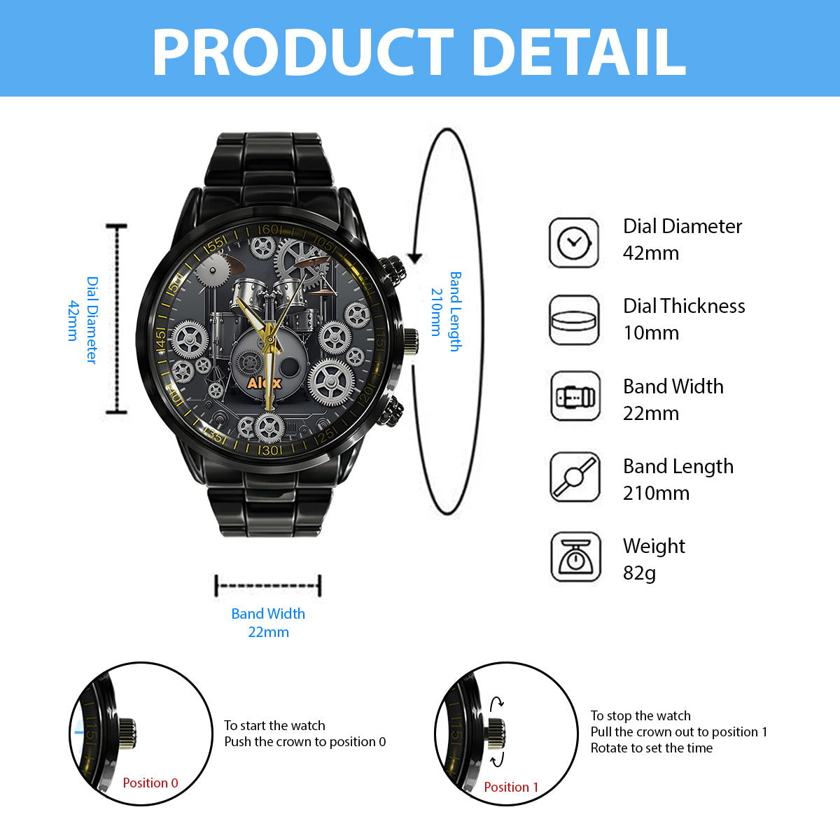Vie de batteur - Montre-bracelet personnalisée pour batteur