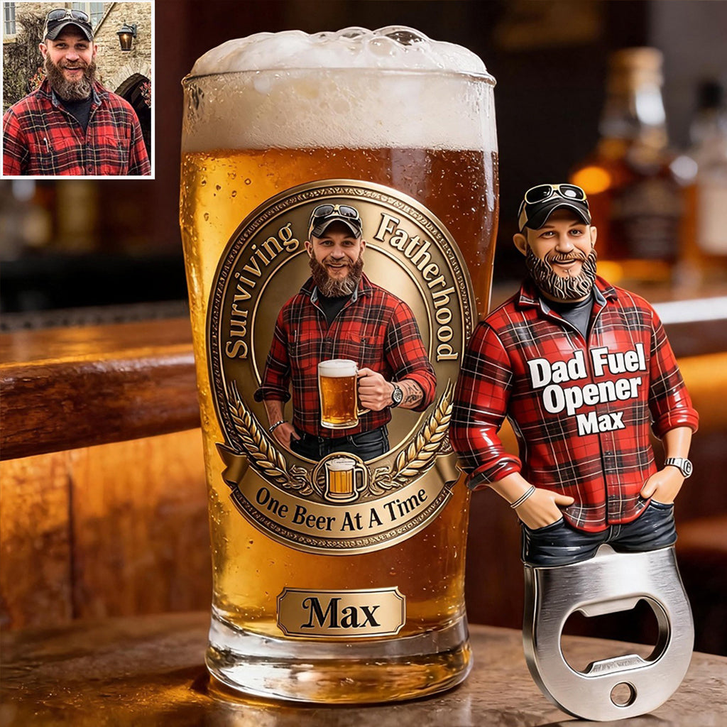 Vater Kraft - Personalisierbares Bierglas für Väter