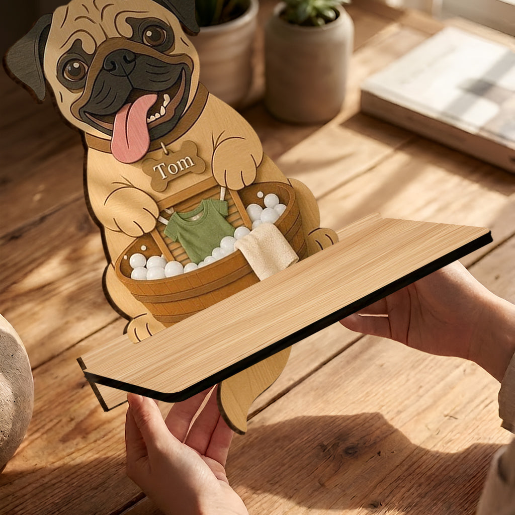 Funny Gift for Dog Owner - Personalized Dog Wooden Floating Shelf