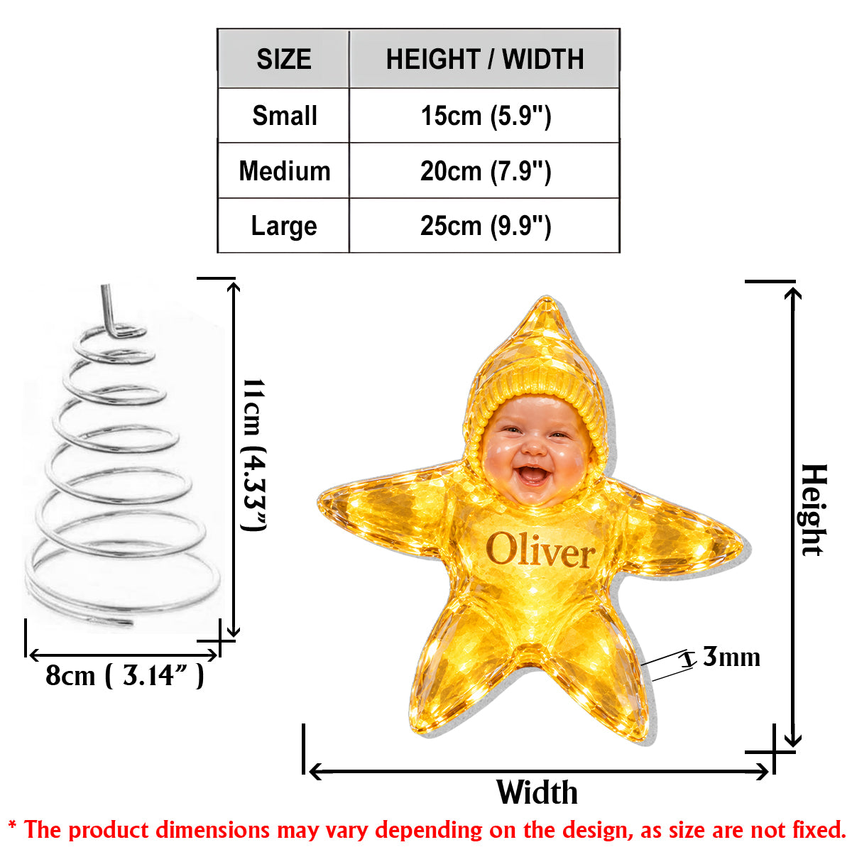 Funny Kid Sea Star Tree Topper - Personalized Kid LED Light Tree Topper