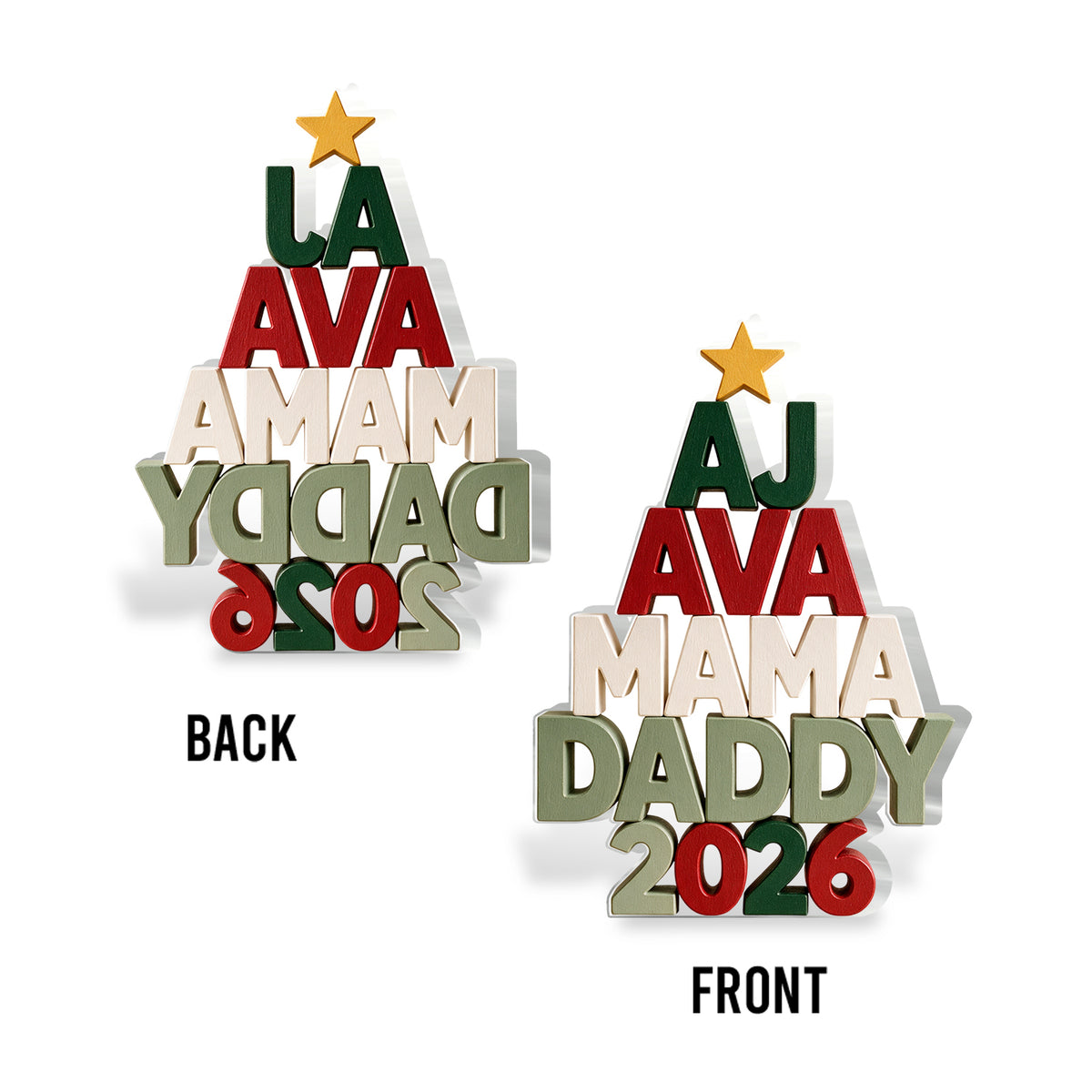 Family Name Christmas Tree - Personalized Family 2-Side Printed Acrylic Plaque