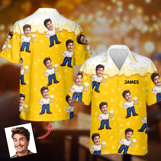 Funny Beer Caricature Man - Personalized Beer Hawaiian Shirt