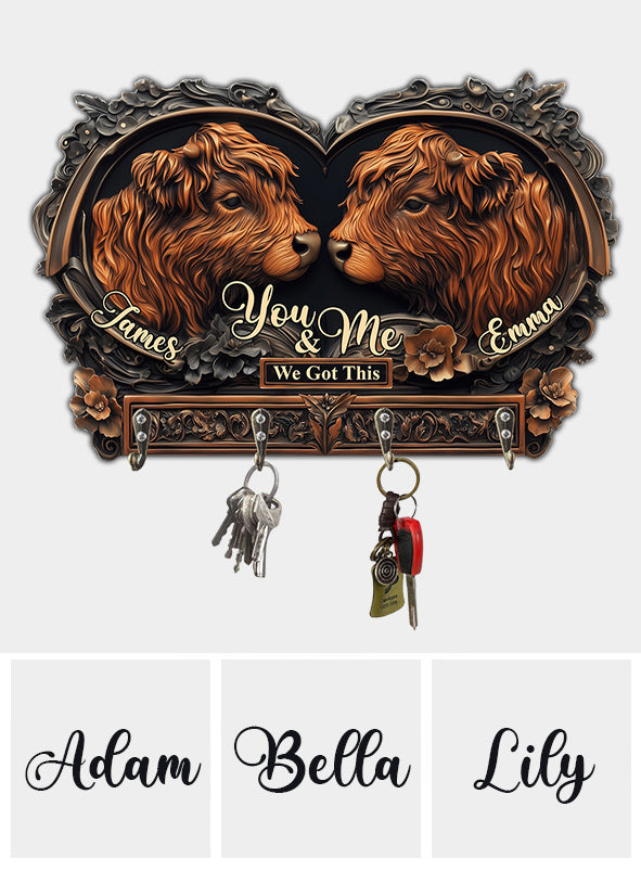 Toi et moi - Porte-clés personnalisé en forme de vache des Highlands