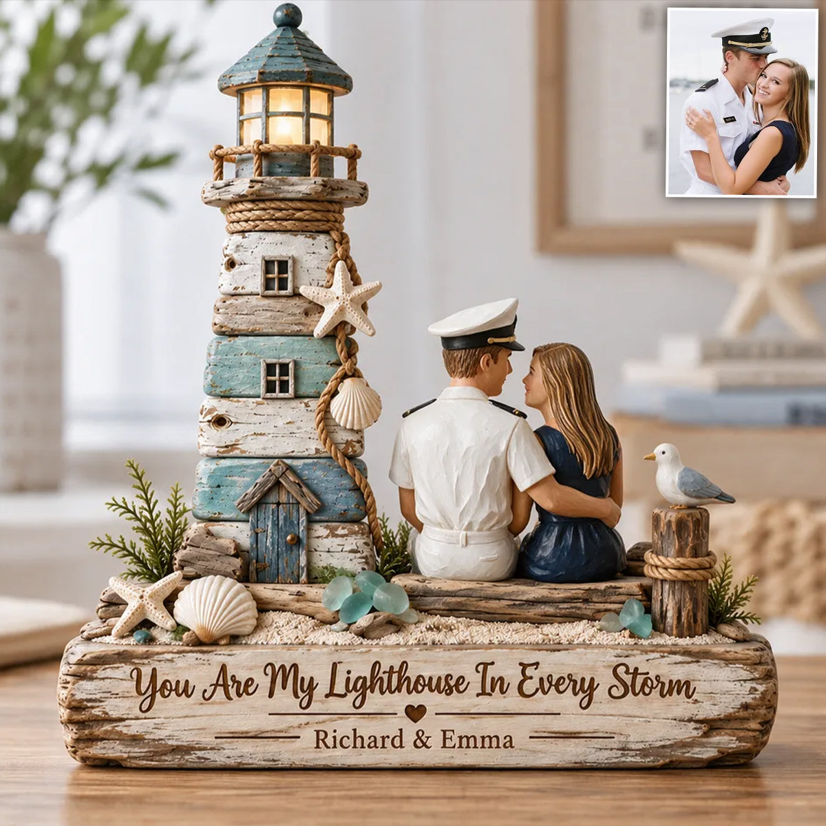 Vous êtes mon phare dans chaque tempête - Plaque en bois personnalisée pour couple