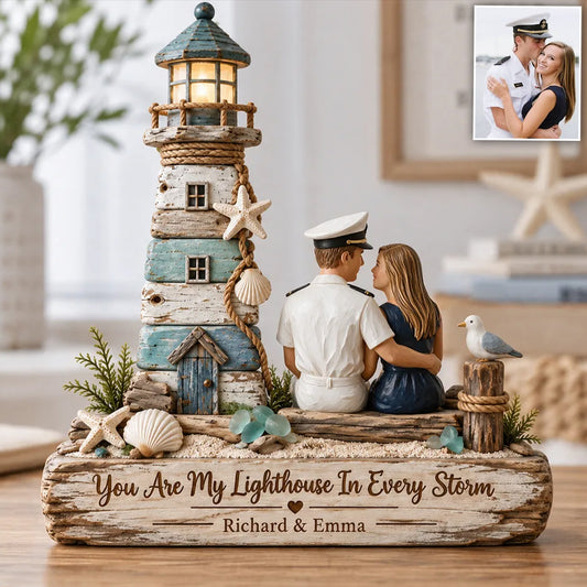 Vous êtes mon phare dans chaque tempête - Plaque en bois personnalisée pour couple