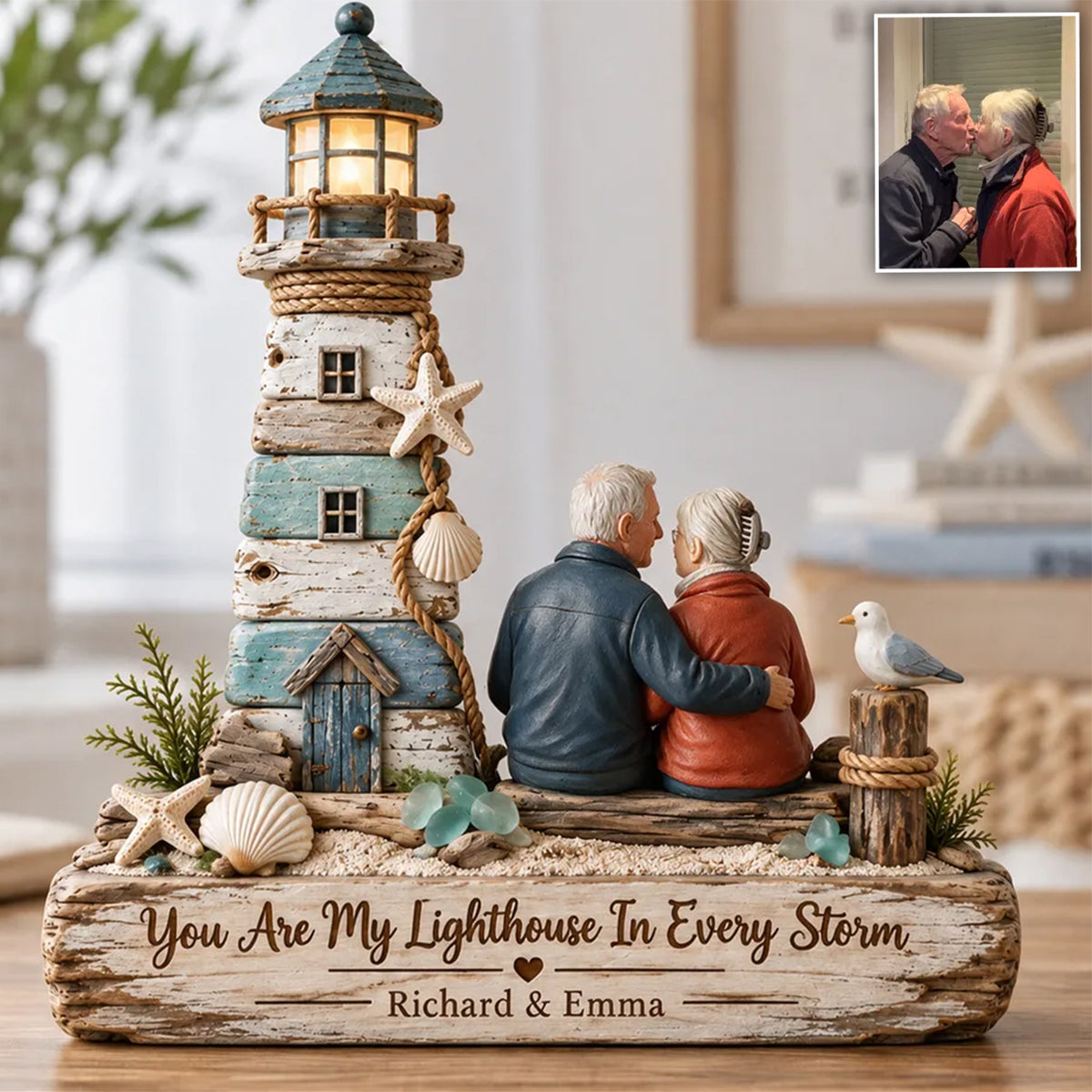 Vous êtes mon phare dans chaque tempête - Plaque en bois personnalisée pour couple