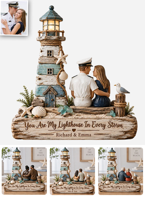 Vous êtes mon phare dans chaque tempête - Plaque en bois personnalisée pour couple