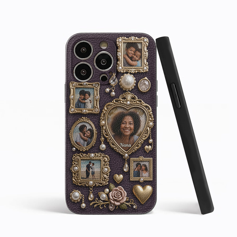 Le petit musée mignon de grand-mère - Étui de téléphone en cuir personnalisé pour grand-mère