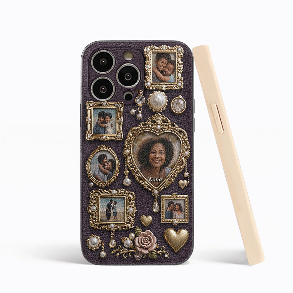 Le petit musée mignon de grand-mère - Étui de téléphone en cuir personnalisé pour grand-mère