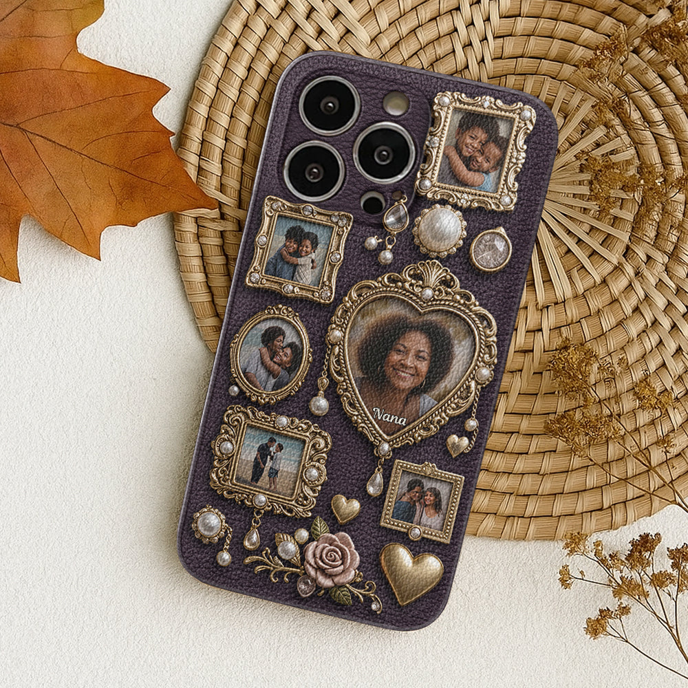 Le petit musée mignon de grand-mère - Étui de téléphone en cuir personnalisé pour grand-mère