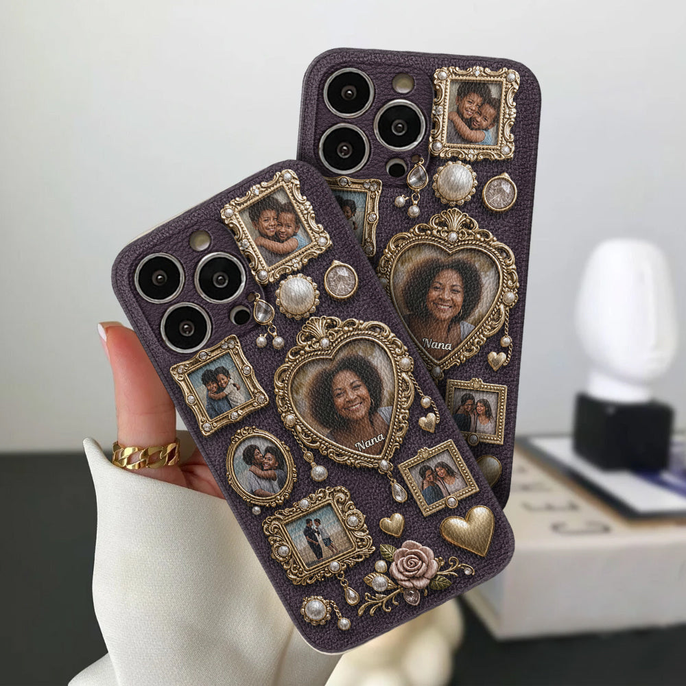 Le petit musée mignon de grand-mère - Étui de téléphone en cuir personnalisé pour grand-mère