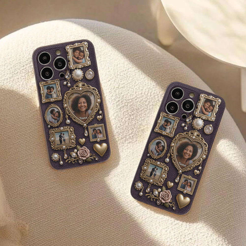 Le petit musée mignon de grand-mère - Étui de téléphone en cuir personnalisé pour grand-mère