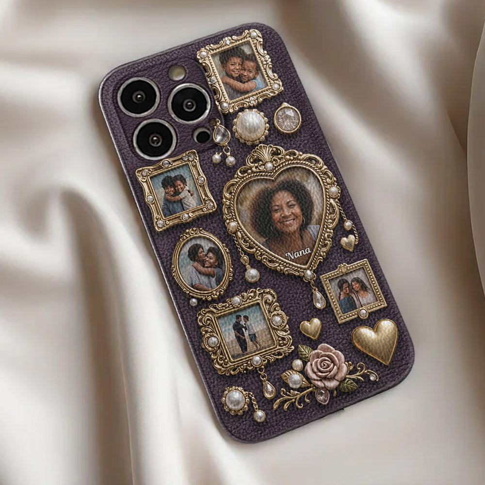 Le petit musée mignon de grand-mère - Étui de téléphone en cuir personnalisé pour grand-mère