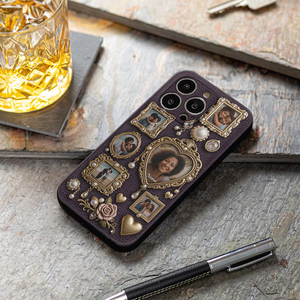 Le petit musée mignon de grand-mère - Étui de téléphone en cuir personnalisé pour grand-mère