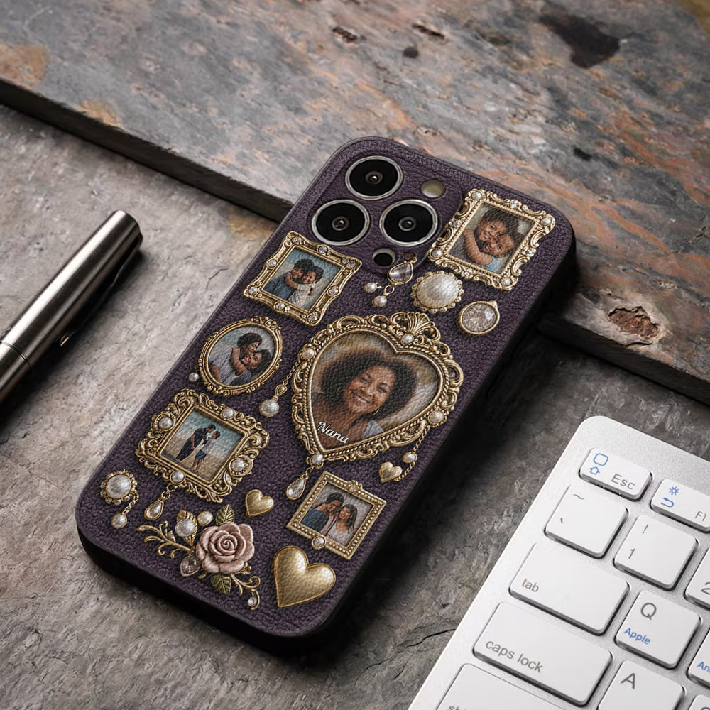 Le petit musée mignon de grand-mère - Étui de téléphone en cuir personnalisé pour grand-mère