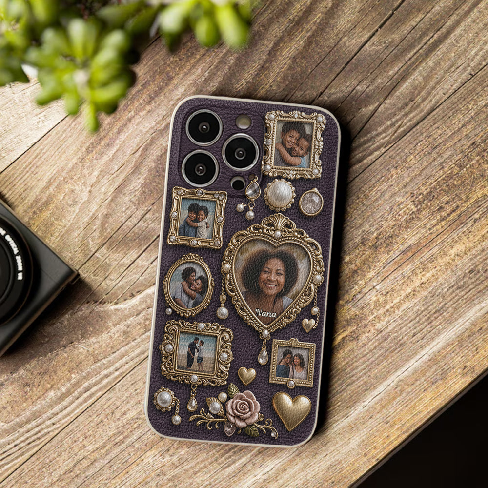 Le petit musée mignon de grand-mère - Étui de téléphone en cuir personnalisé pour grand-mère