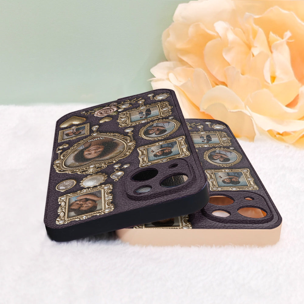 Le petit musée mignon de grand-mère - Étui de téléphone en cuir personnalisé pour grand-mère