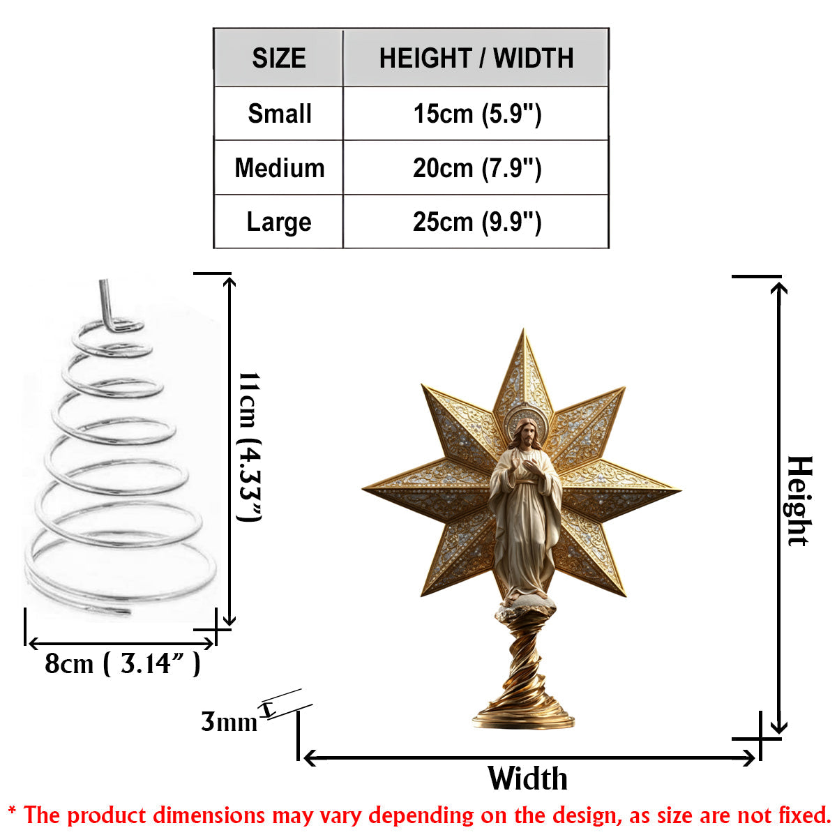 Stern von Bethlehem – Personalisierte christliche LED-Lichterbaumspitze
