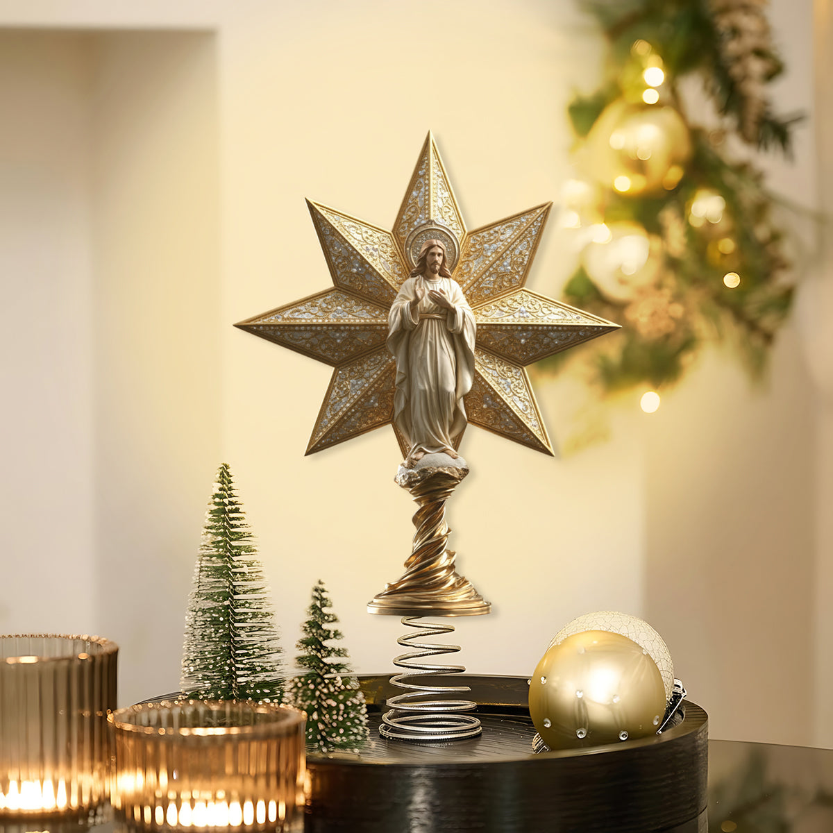 Stern von Bethlehem – Personalisierte christliche LED-Lichterbaumspitze
