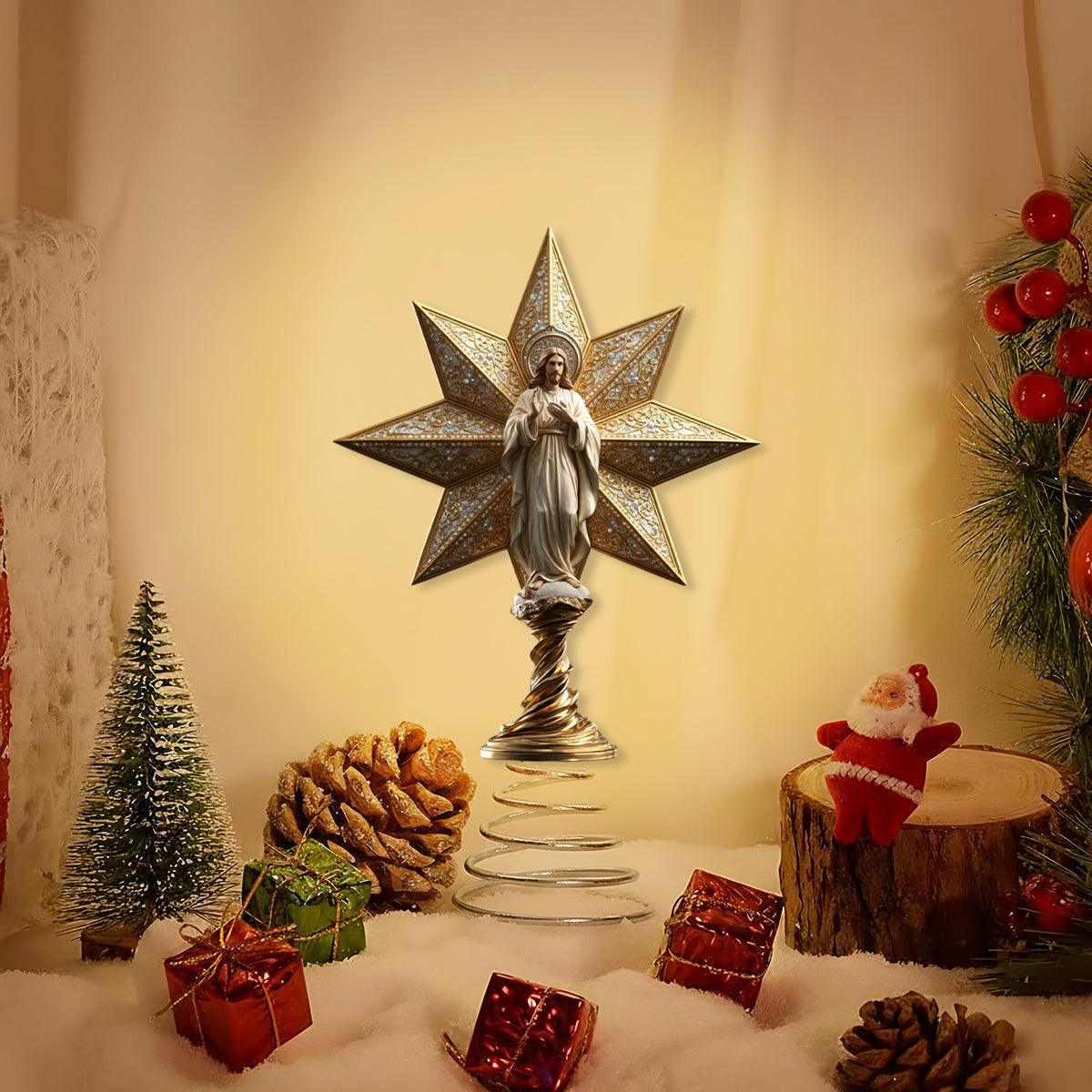 Stern von Bethlehem – Personalisierte christliche LED-Lichterbaumspitze