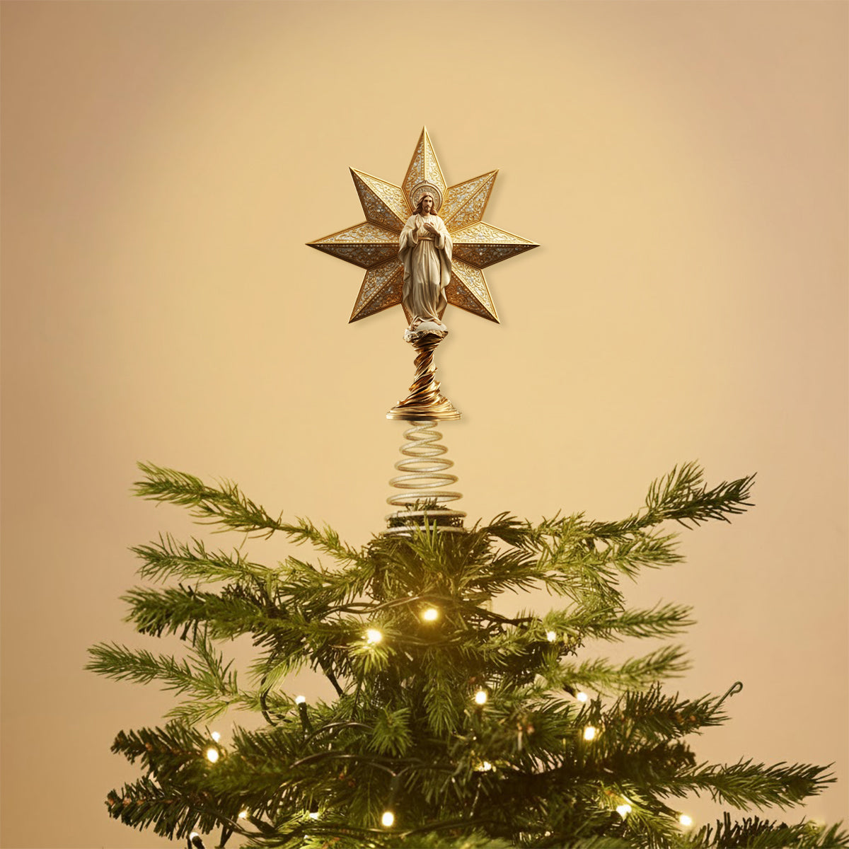 Stern von Bethlehem – Personalisierte christliche LED-Lichterbaumspitze