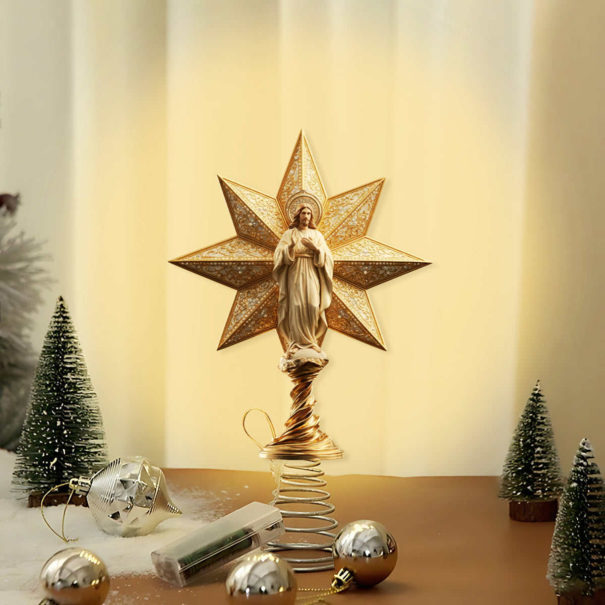 Stern von Bethlehem – Personalisierte christliche LED-Lichterbaumspitze