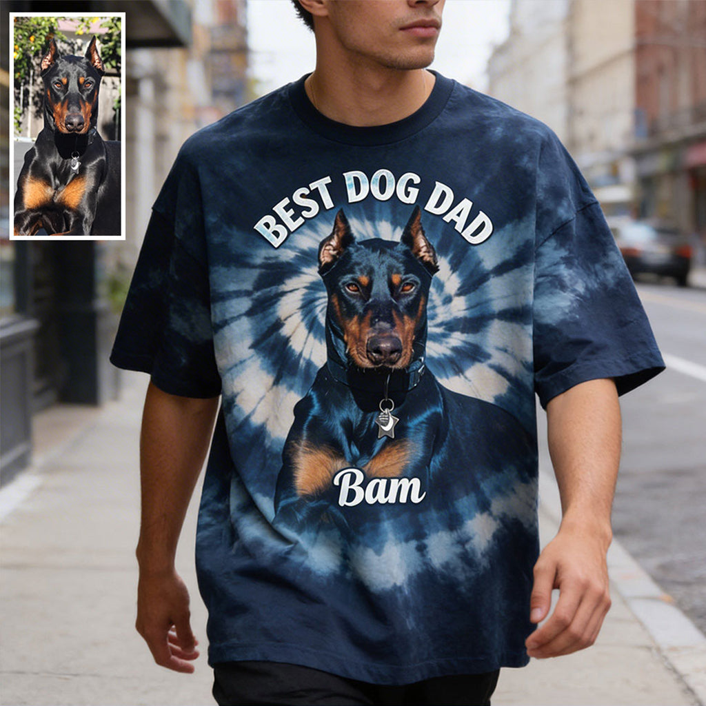 T-shirt Style Tie-Dye Pour Propriétaire de Chien - T-shirt Personnalisé