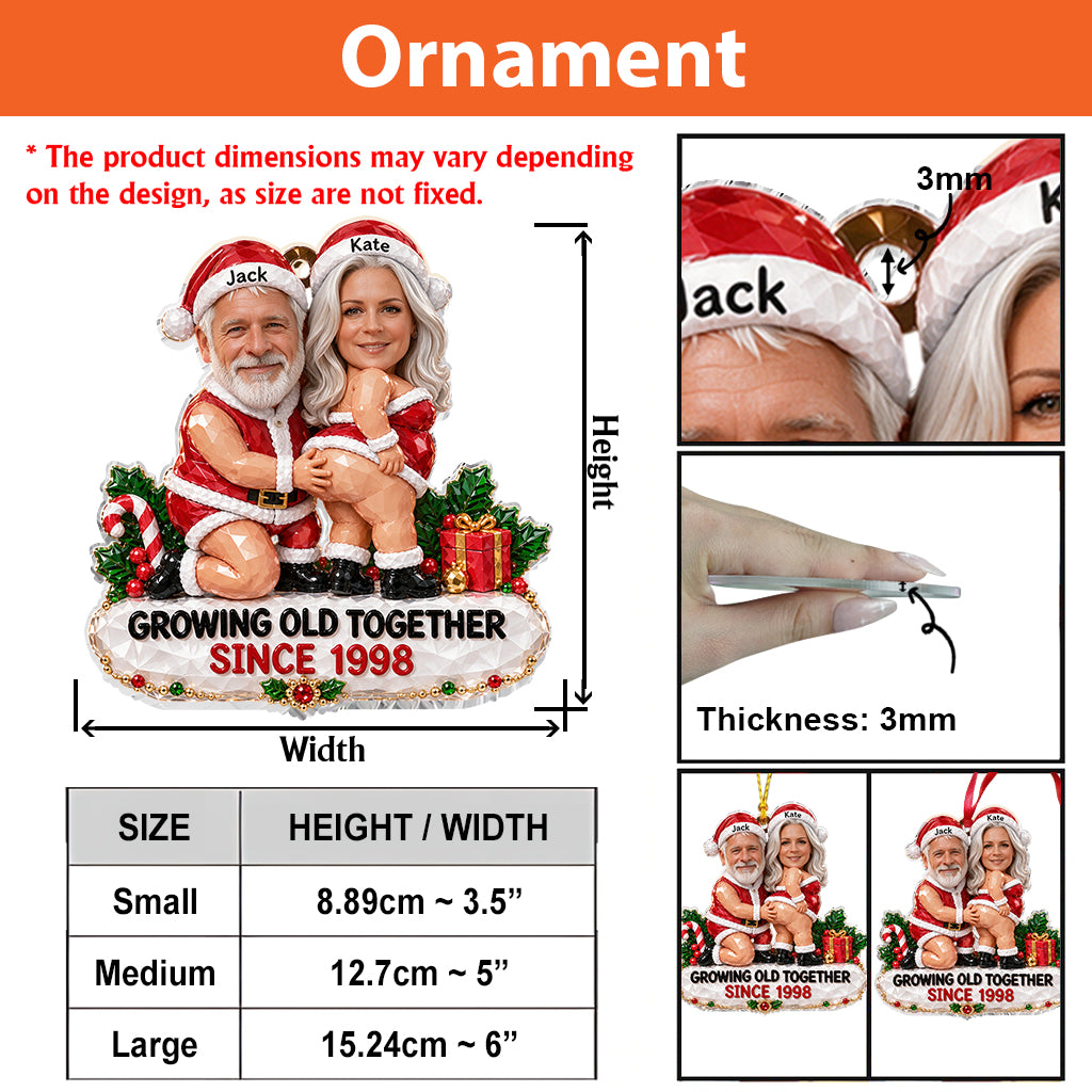 Merry Christmas - Personalized Spicy Couple Custom Shape Glass Ornament