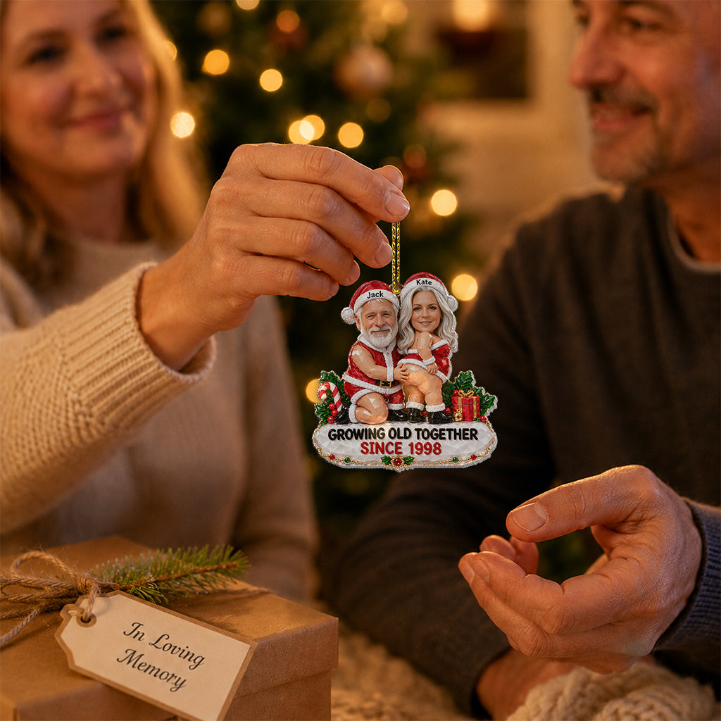 Merry Christmas - Personalized Spicy Couple Custom Shape Glass Ornament