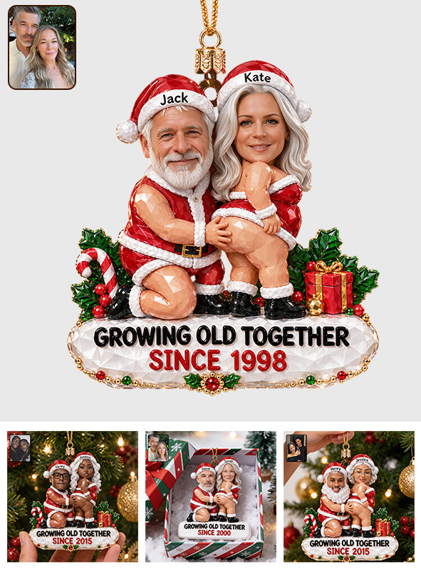 Merry Christmas - Personalized Spicy Couple Custom Shape Glass Ornament