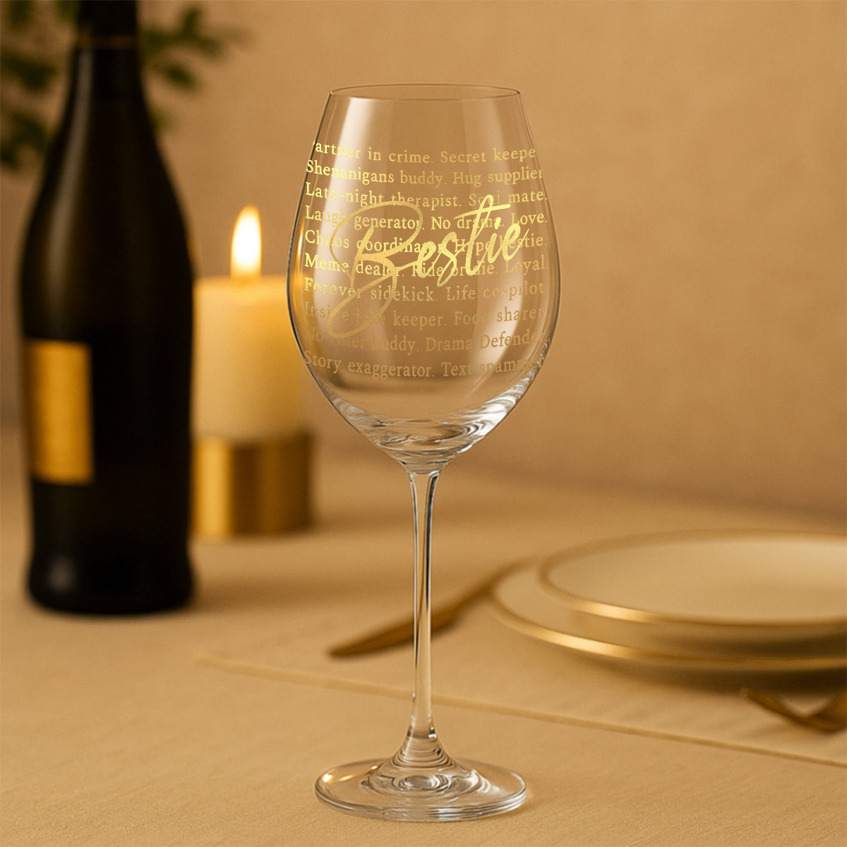 Bestie Partner In Crime - Personalized Bestie Wine Glass With Long Stem