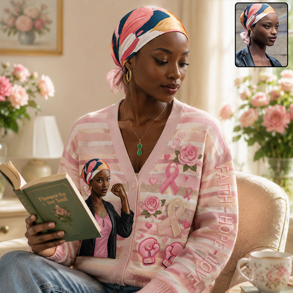 In October We Wear Pink - Personalized Breast Cancer Awareness Cardigan Sweater