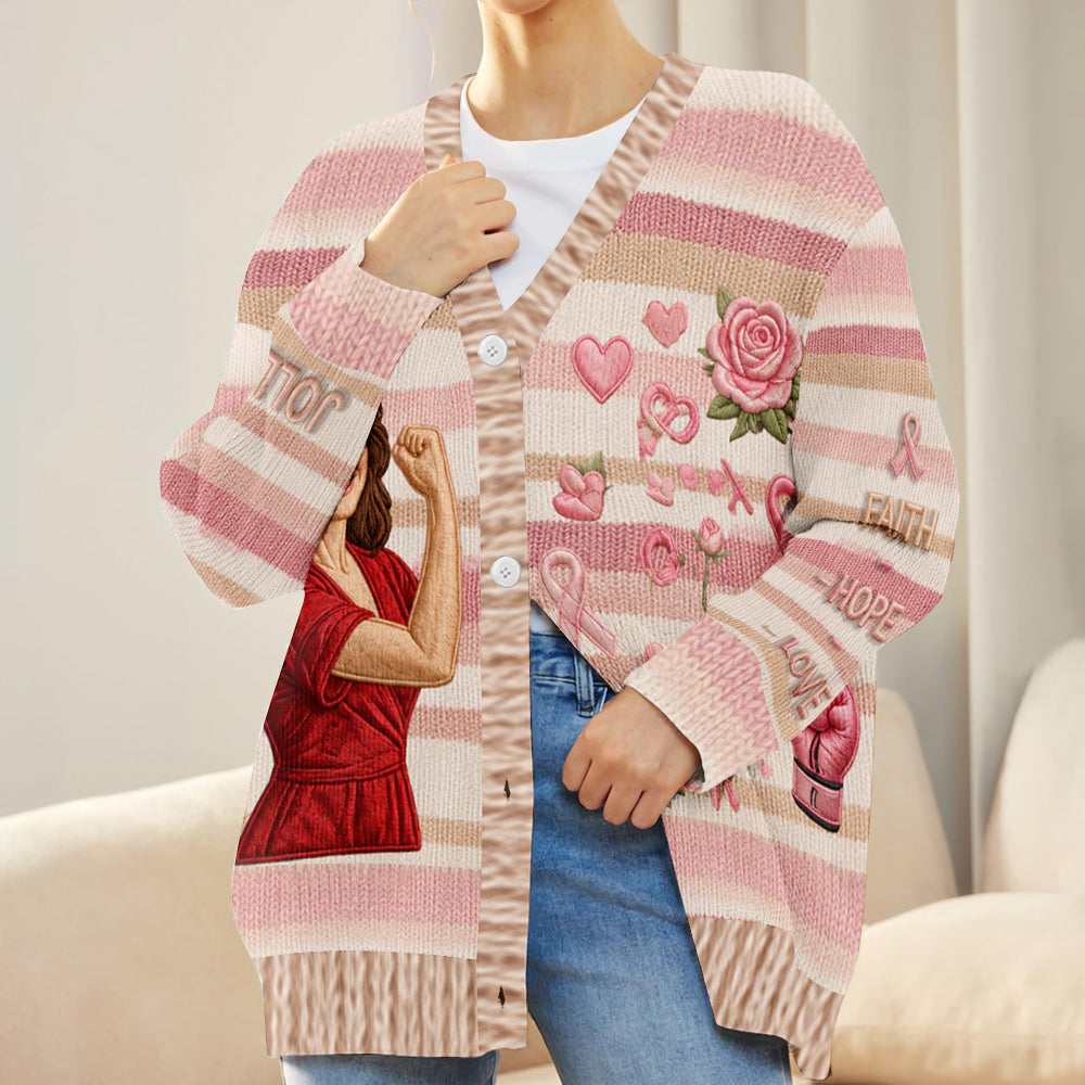 In October We Wear Pink - Personalized Breast Cancer Awareness Cardigan Sweater