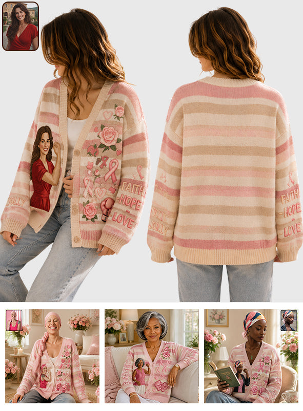 In October We Wear Pink - Personalized Breast Cancer Awareness Cardigan Sweater