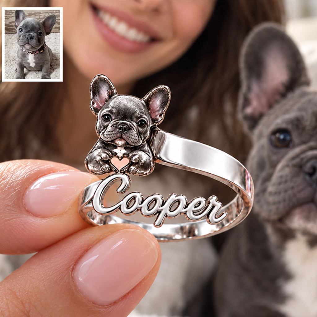 Customize With Any Photo & Name - Personalized Dog Adjustable Shaped Ring