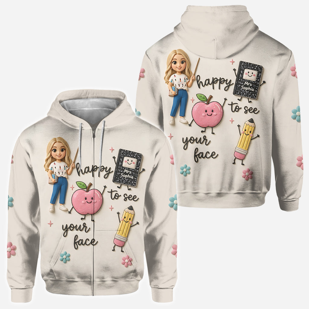 Happy To See Your Face - Personalized Teacher All Over Shirt