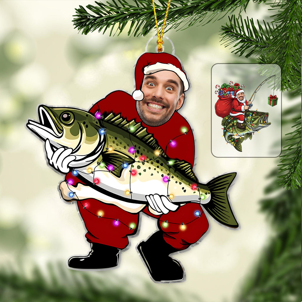 Père Noël pêcheur amusant - Ornement de pêche personnalisé