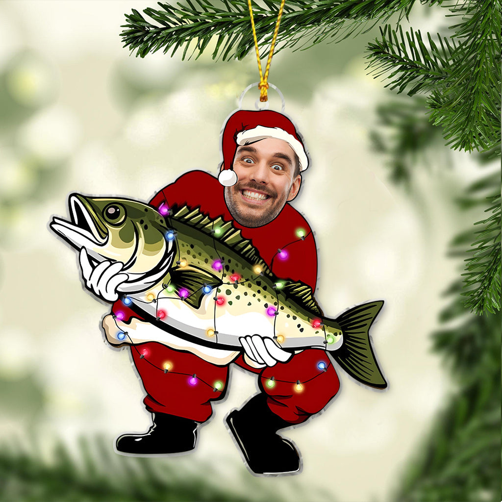 Père Noël pêcheur amusant - Ornement de pêche personnalisé
