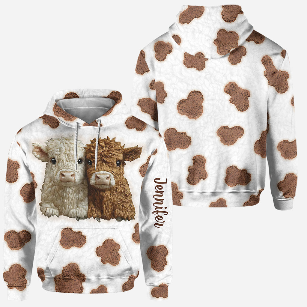 Niedliche Hochlandrinder – Personalisierter Hoodie und Leggings mit Hochlandrind-Motiv