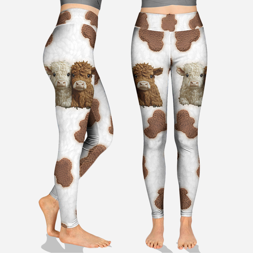 Niedliche Hochlandrinder – Personalisierter Hoodie und Leggings mit Hochlandrind-Motiv