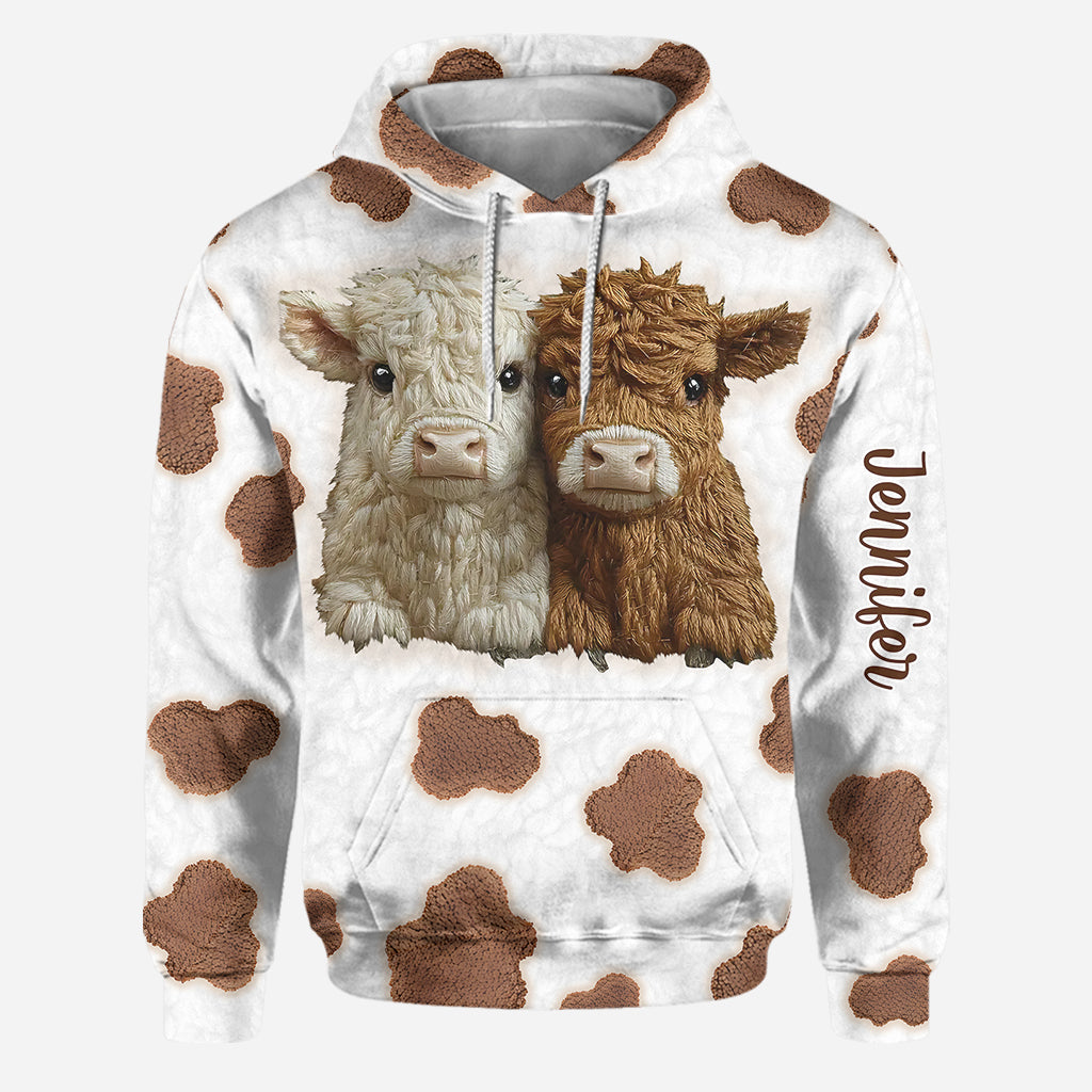 Niedliche Hochlandrinder – Personalisierter Hoodie und Leggings mit Hochlandrind-Motiv
