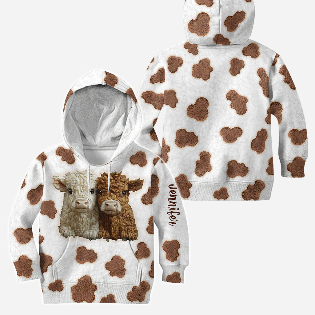 Niedliche Hochlandrinder – Personalisierter Hoodie und Leggings mit Hochlandrind-Motiv