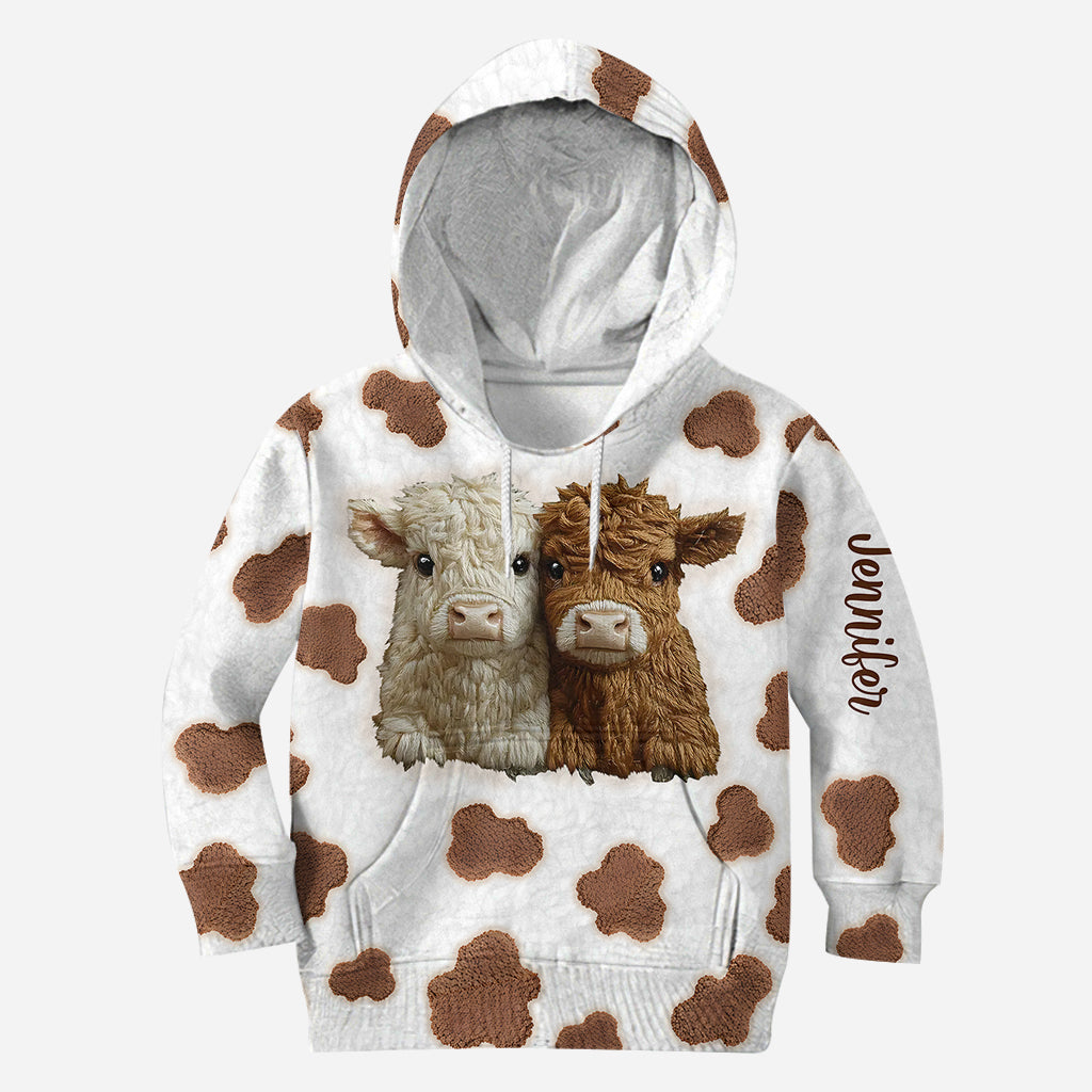Niedliche Hochlandrinder – Personalisierter Hoodie und Leggings mit Hochlandrind-Motiv