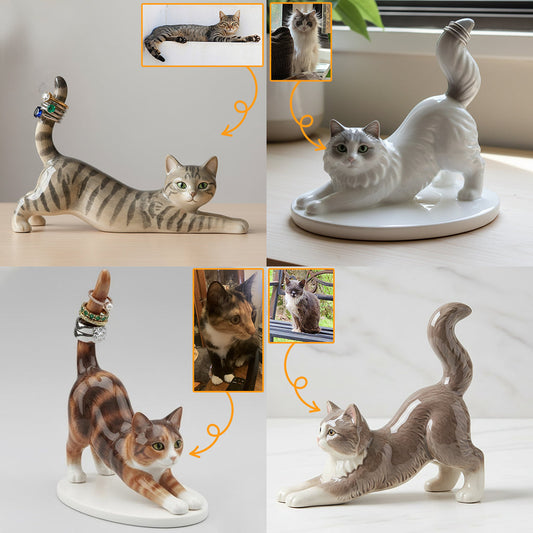 Porte-bijoux personnalisé pour les amoureux des chats, personnalisable à partir de n'importe quelle photo - Porte-bagues en acrylique personnalisé en forme de chat