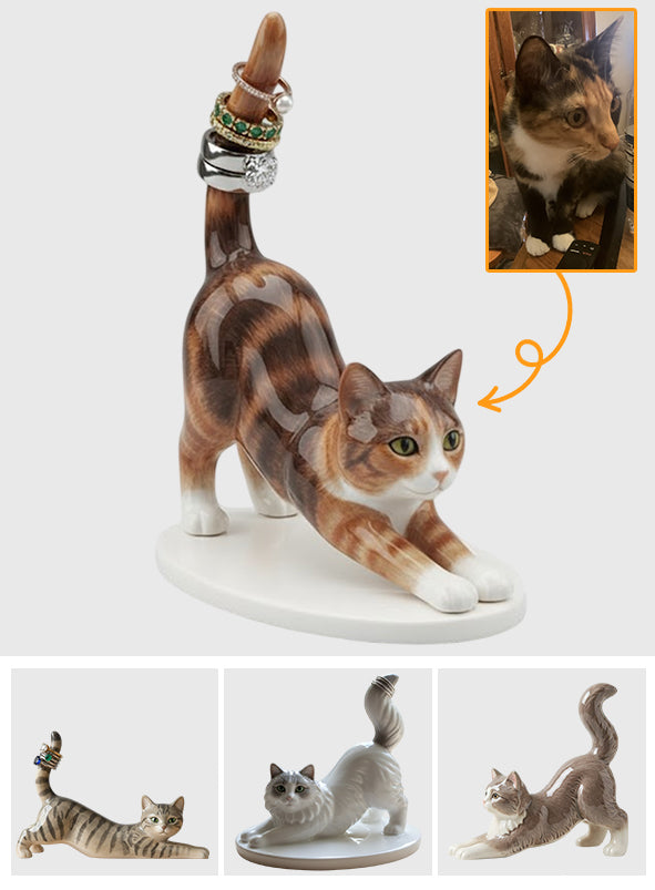 Porte-bijoux personnalisé pour les amoureux des chats, personnalisable à partir de n'importe quelle photo - Porte-bagues en acrylique personnalisé en forme de chat