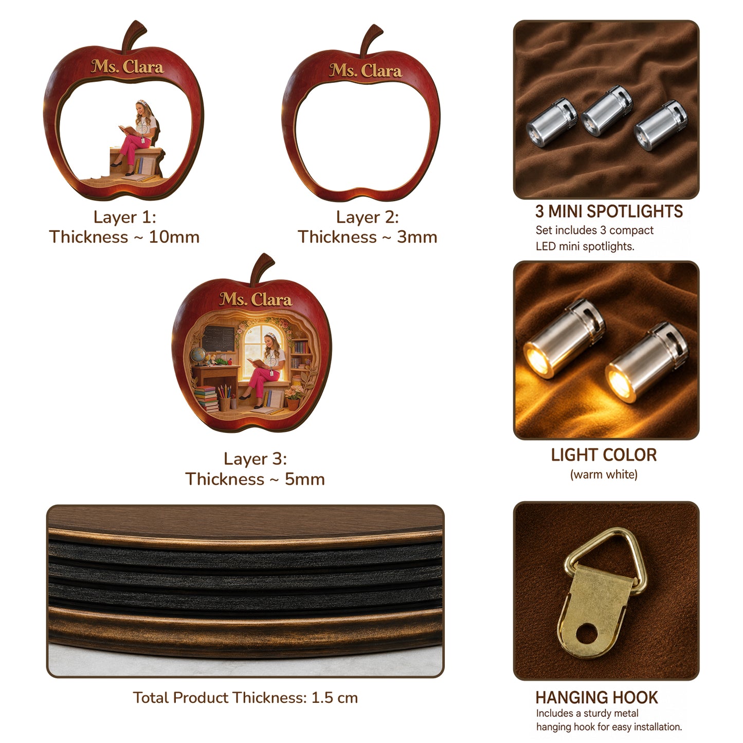 It's A Good Day To Teach Tiny Humans - Personalized Teacher Wooden Light Shadow Box