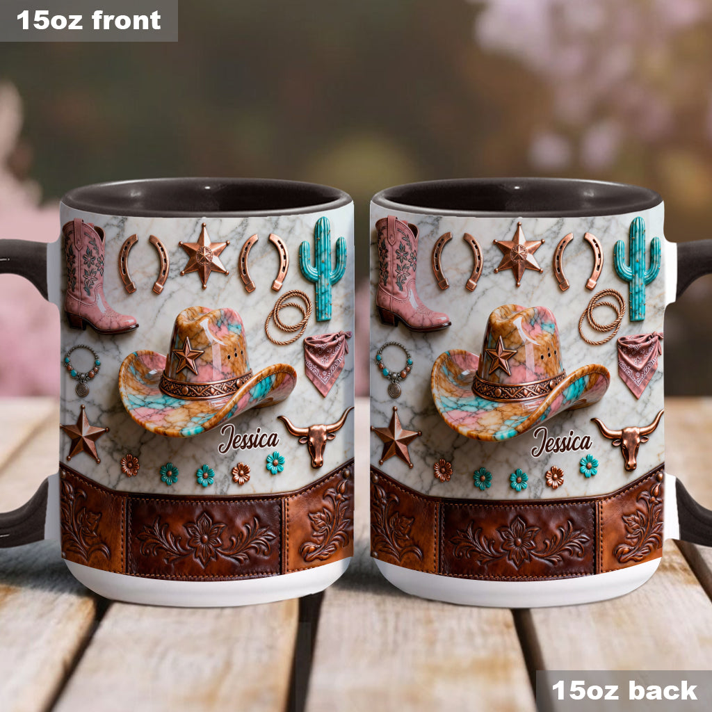 Mug et sous-verre personnalisés « Cowgirl forte »