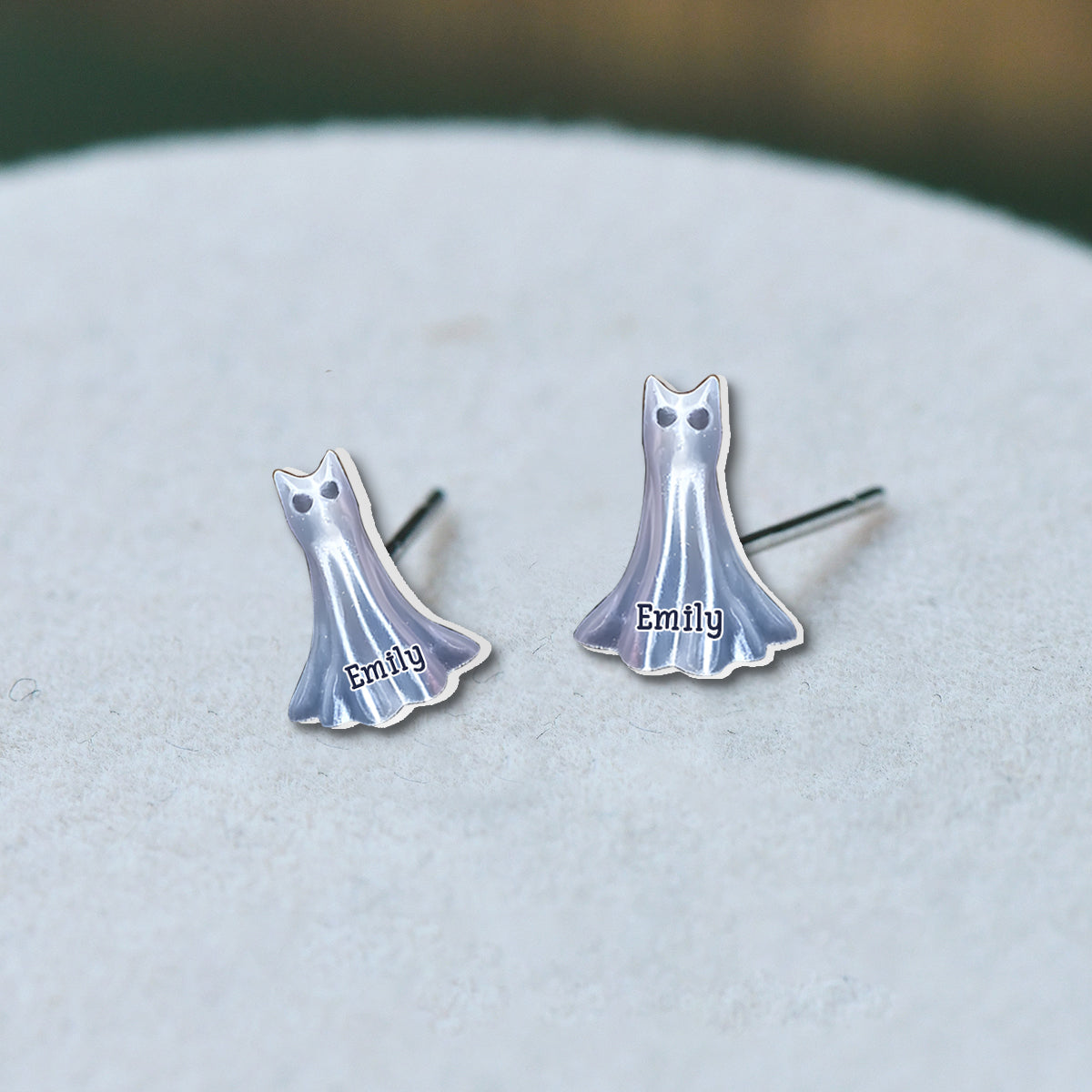 Spooky Cute Cat - Personalized Halloween Stud Earrings