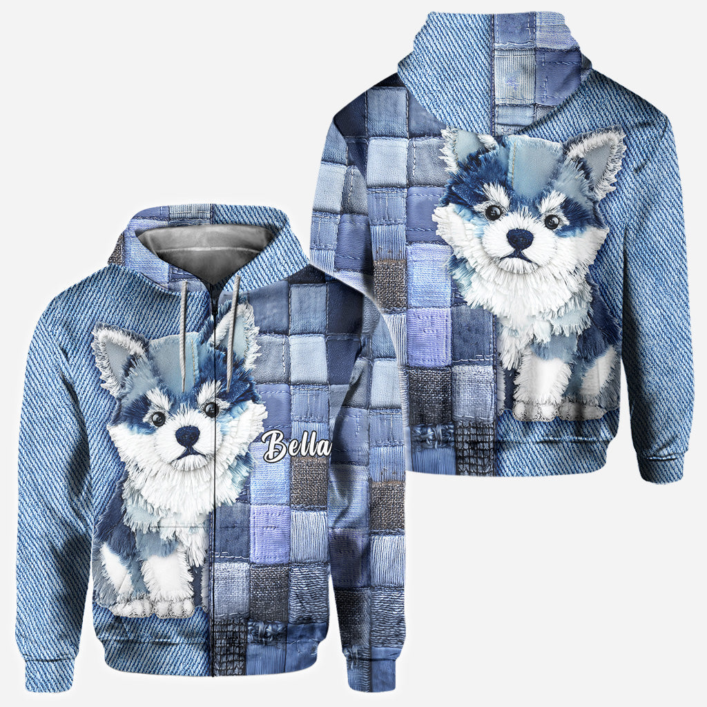 T-shirt personnalisé « J’adore le Shiba Inu » avec un chien.