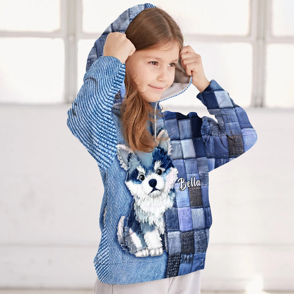 T-shirt personnalisé « J’adore le Shiba Inu » avec un chien.